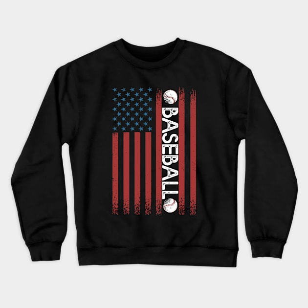 Baseball American Flag Gift Baseball Usa Gift Crewneck Sweatshirt by mommyshirts